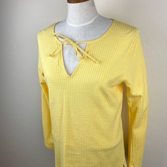 L.L. Bean Cotton Textured Front-Tie Tunic Top - Picture 2 of 6